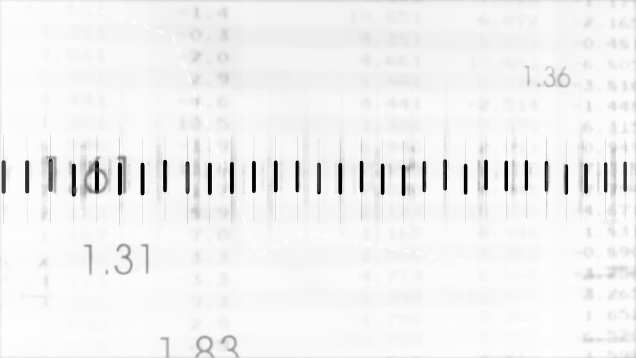 Animation of white lines over numbers on white background