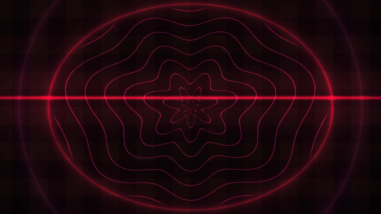 Abstract Red Wavy Lines and Light Beam Animation