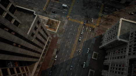 aerial view of new york downtown building roofs