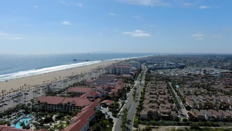 huntington beach drone flying over hotel