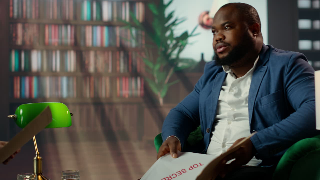 African american secret agent destroying important state secrets