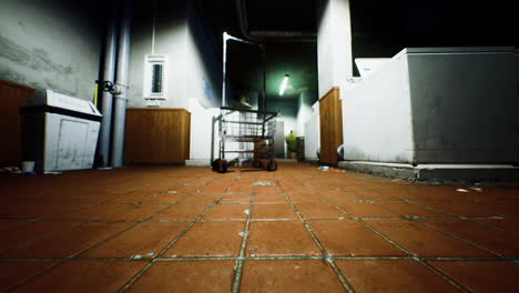 creepy and abandoned laundromat at night