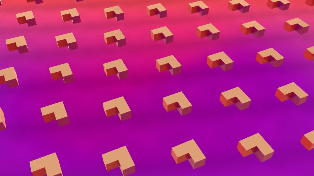animación de formas abstractas en 3d que se mueven en formación sobre un fondo rosa