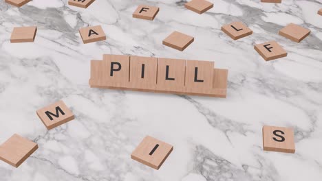 Wort-„Pille“-Auf-Scrabble