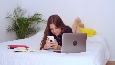 teenager with gadgets studying online at home