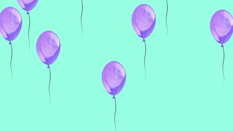 초록색 바탕에 보라색 풍선의 애니메이션