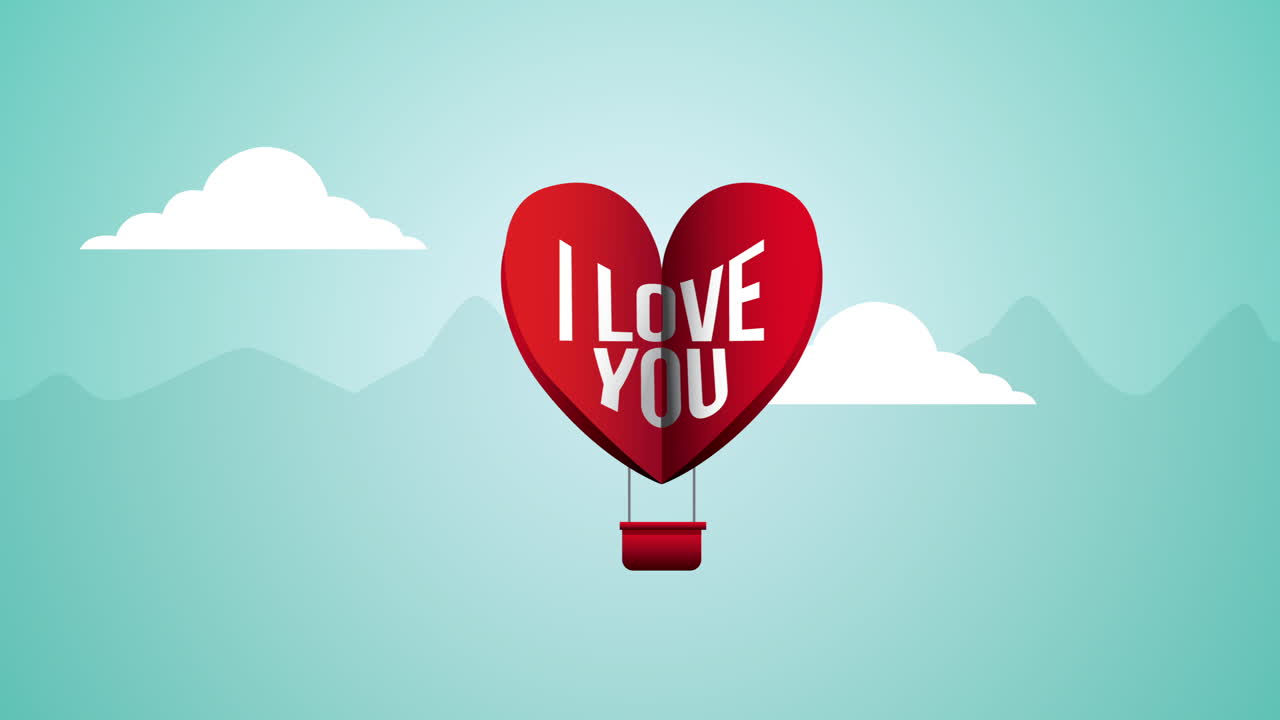 carta animata di san valentino con palloncino di elio nel cuore