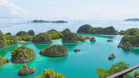 breathtaking panorama of piaynemo archipelago in raja ampat, indonesia, with the camera panning left