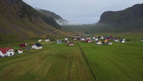 drone footage of unstadveien shrouded in mist.