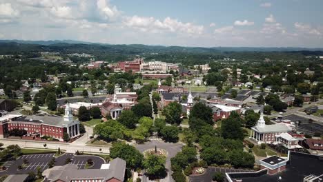 kingsport tennessee aerial of churches in roundabout