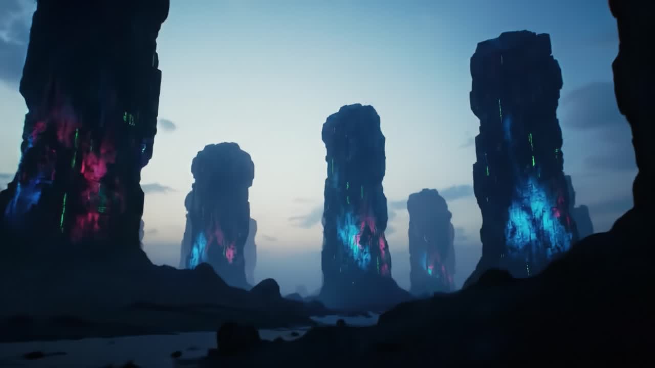 Alien Glowstone Monoliths at Dawn