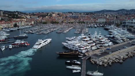 Drone-shot-following-yacht-arriving-into-port