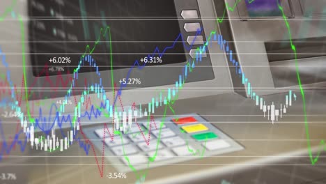 animation of financial data processing over atm machine