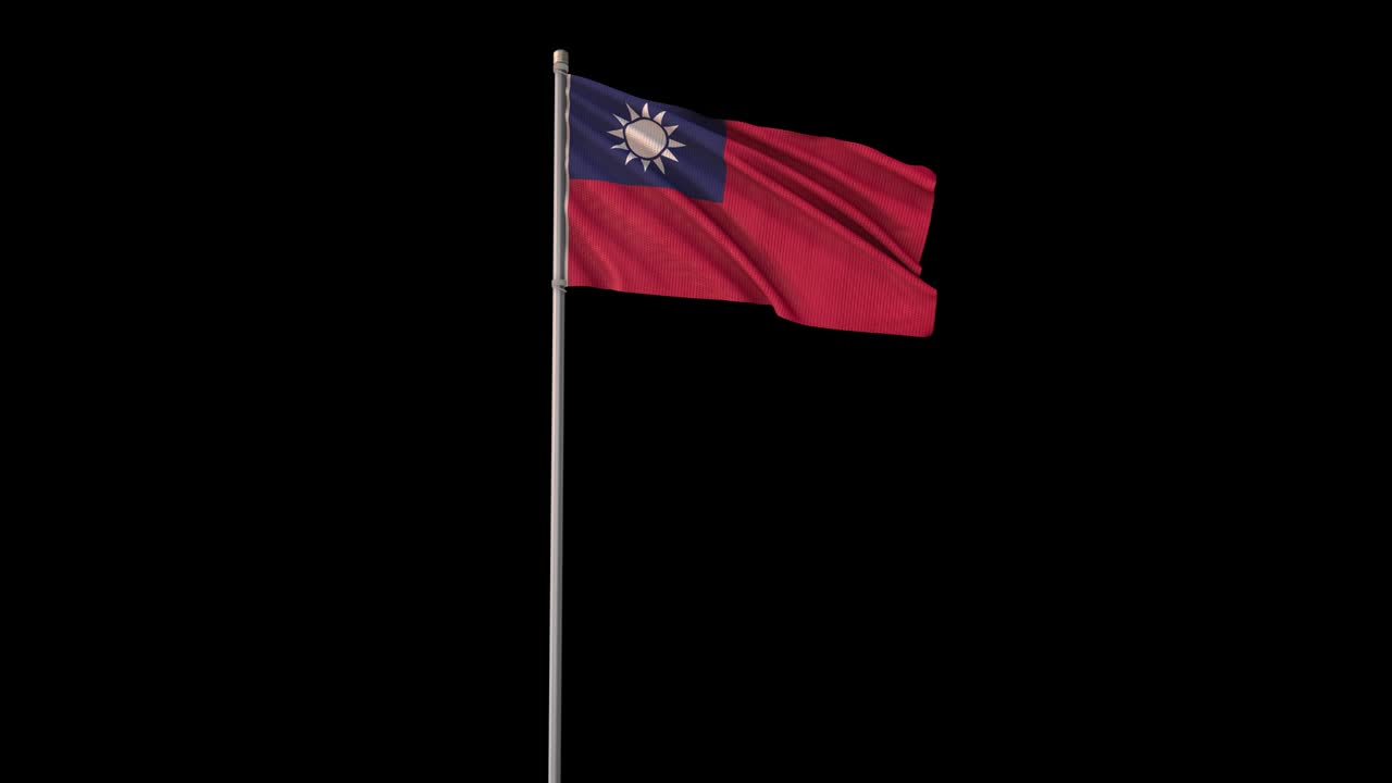 Bandiera di Taiwan con canale alfa, video 4K trasparente