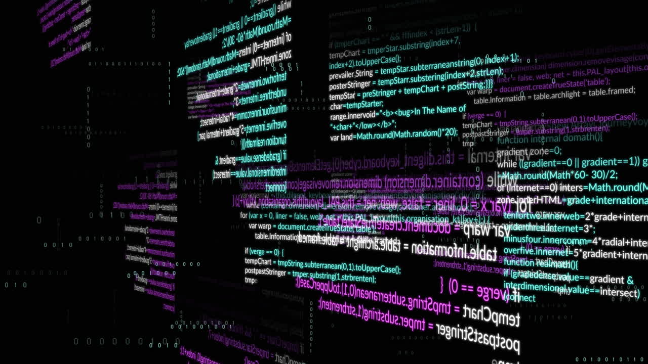 animación del procesamiento de datos sobre un fondo negro