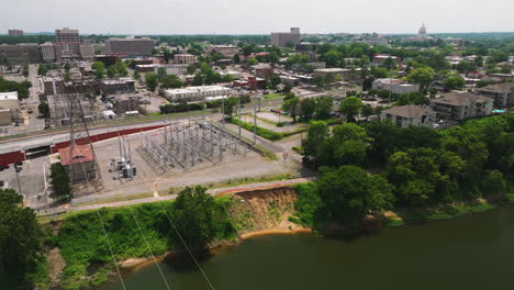 aerial view of electrical substation in little rock, arkansas, usa