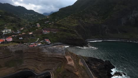 drone footage in porto da cruz in madeira portugal