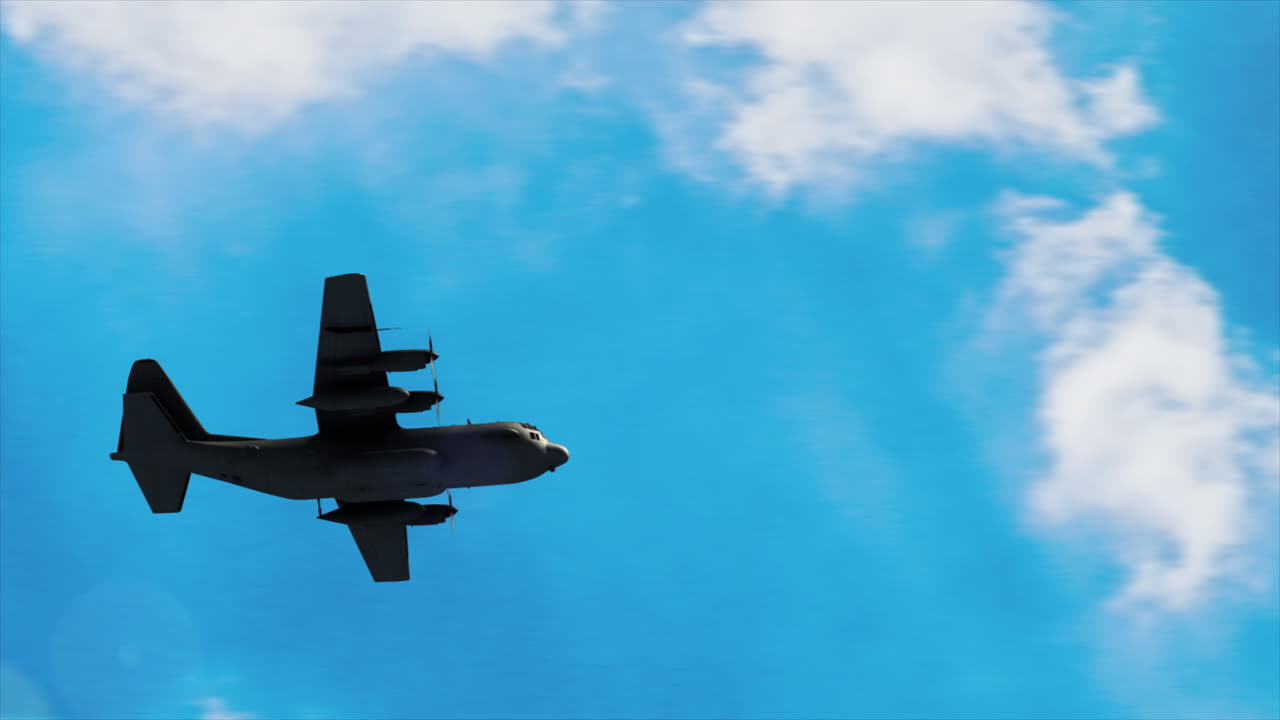 4K Aerial C-130 flying over