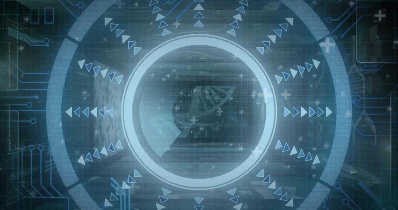 Digital DNA Helix and Medical Data Interface Animation