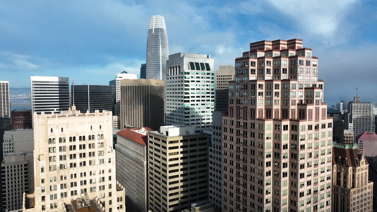Financial District Skyline Of San Francisco In California, United States of America. - aerial shot