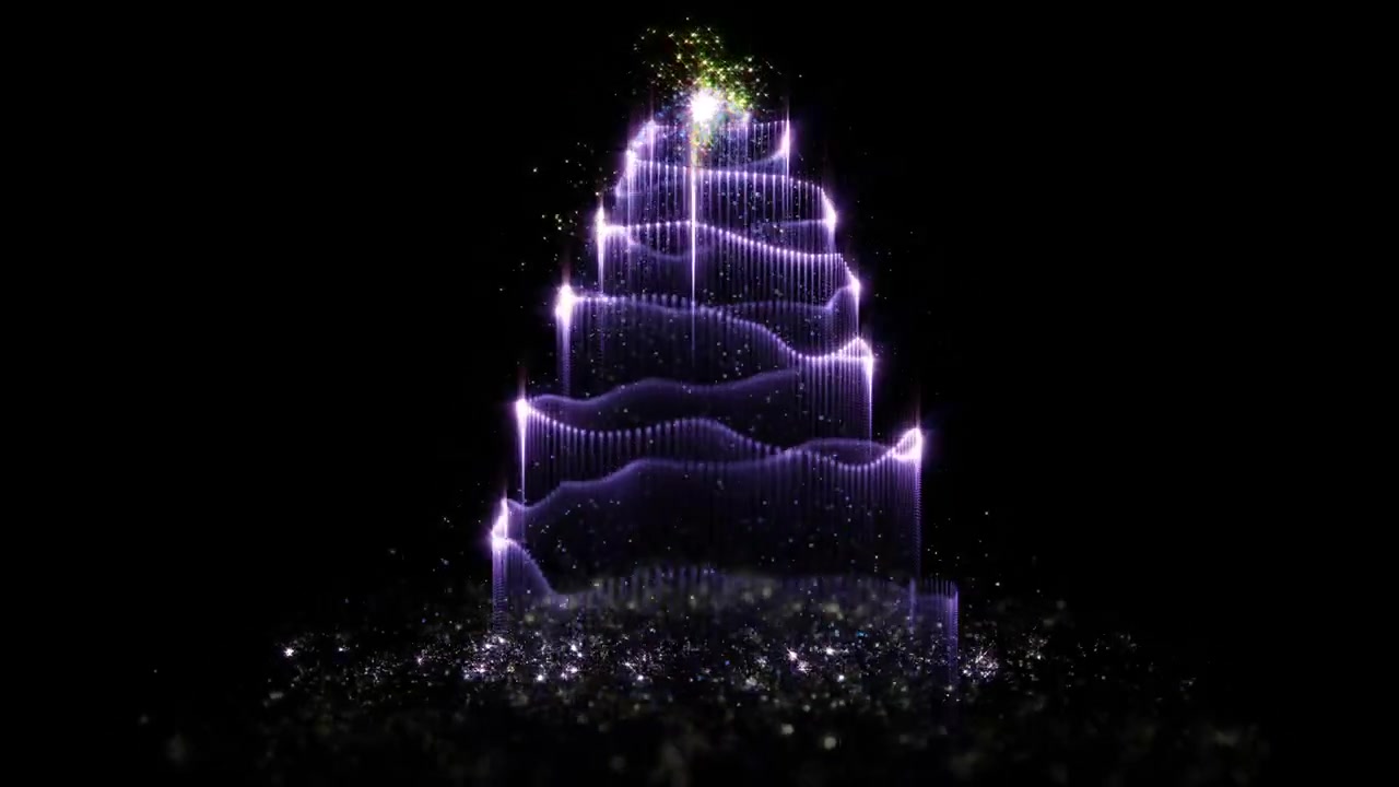 Pohon Partikel Bercahaya Natal yang terbuat dari Elemen Ungkap Jejak