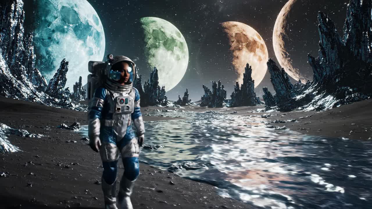 Astronaut udforsker en fremmed planet