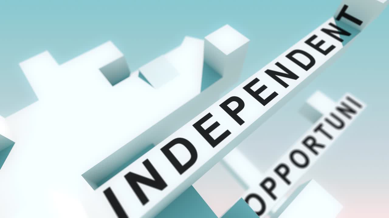 fuerza de trabajo independiente palabras animadas con cubos