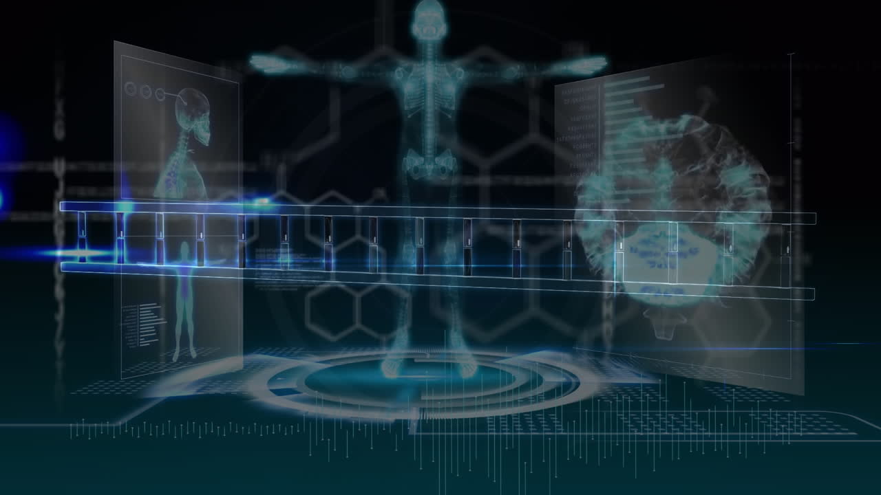 animación de la cadena de adn sobre el procesamiento de datos y el humano digital