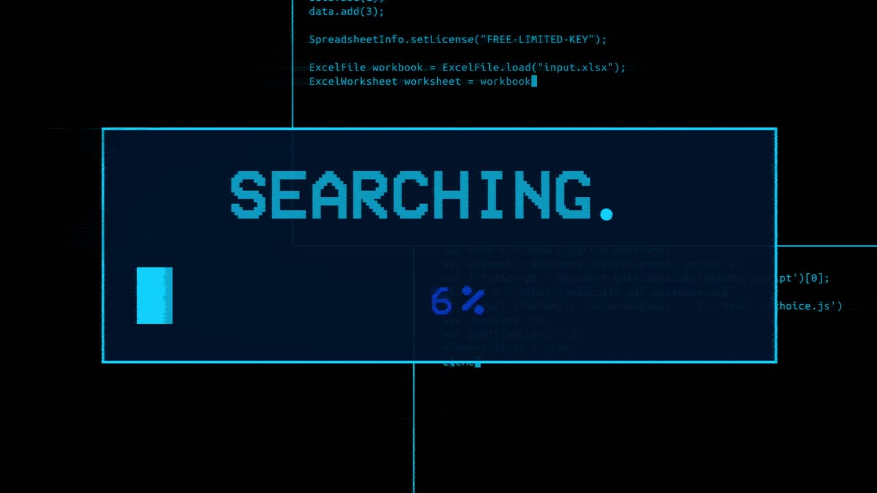 Malware found text on screen computer hacking animation data theft scam phishing system warning