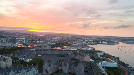 aerial plymouth england sunrise ocean travel cinematic drone