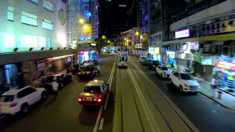 view of hong kong city busy streets from tramways