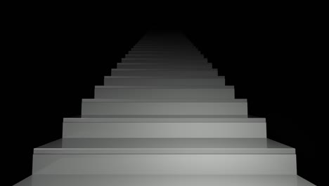 staircase in a dark interior on a black background. spiritual and career advancement, personal or business development. business growth. 3d animation loop of 4k