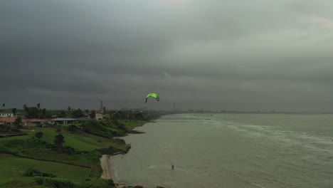 lone kite surfer in texas overcast day