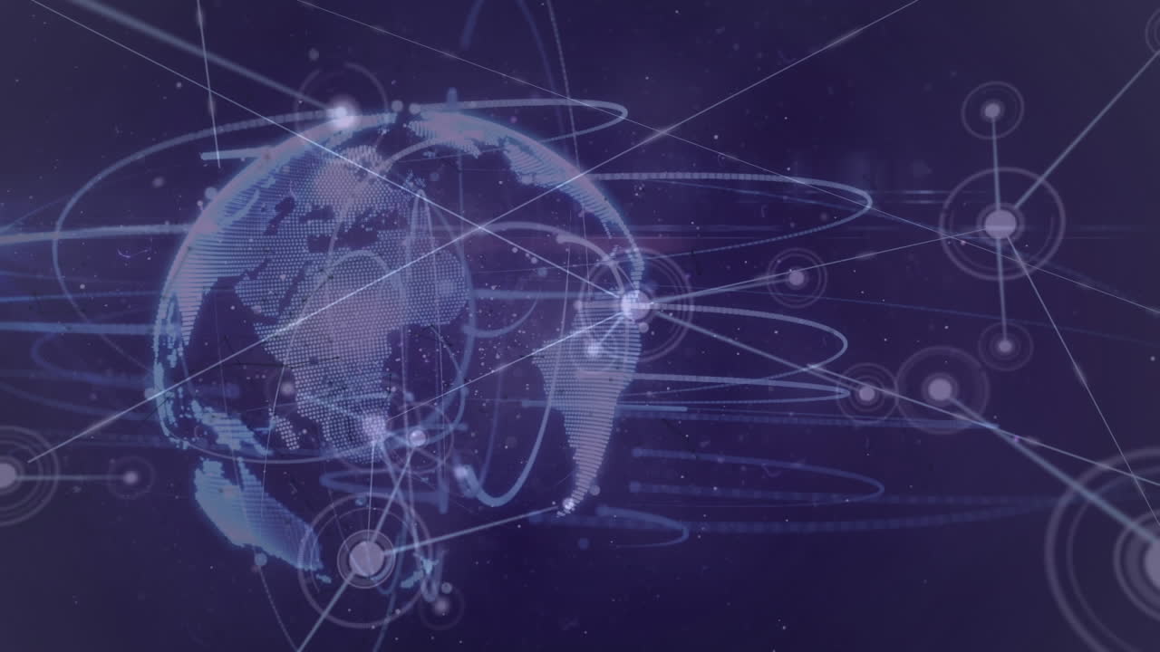 animación del globo giratorio y la red de conexiones en negro