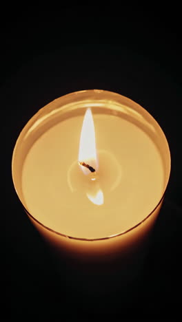 close-up of a candle flame in the dark