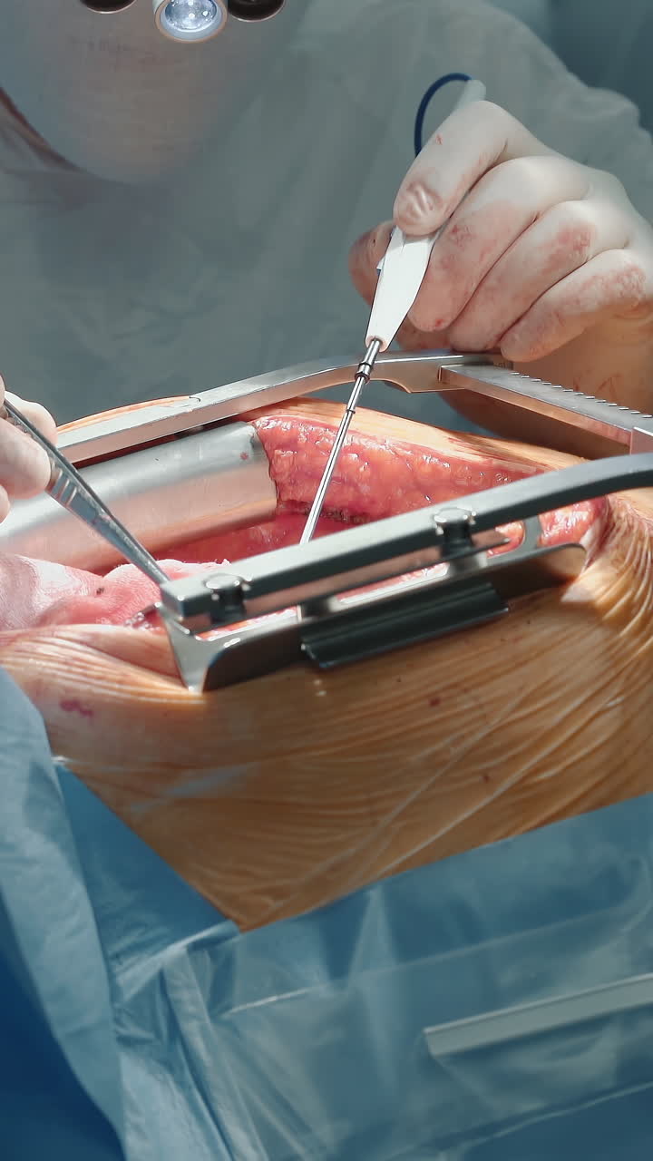 el cirujano realiza una cirugía cardíaca con láser de cerca. el médico utiliza pinzas y bisturí caliente para una complicada cirugía de derivación de la arteria coronaria en el hospital