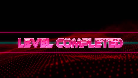 animation of level completed text on black background