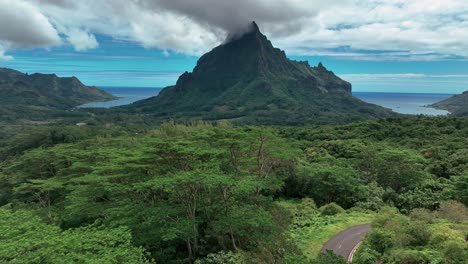 spectacular peak of mt rotui on the island of moorea near tahiti in french polynesia