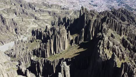 Unique-landscape-on-outskirts-of-La-Paz,-Bolivia,-Valle-de-las-Animas