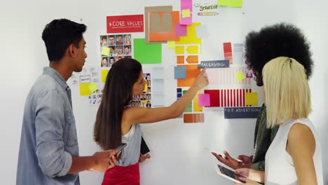 business executives discussing over sticky notes 4k