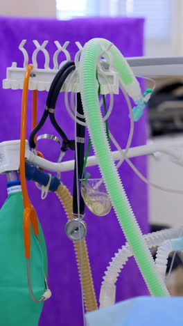 closer look at the lung ventilation apparatuses with its components. advanced equipment necessary for present day surgeries. vertical video