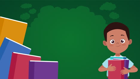 temporada de regreso a la escuela con el niño pequeño y los libros