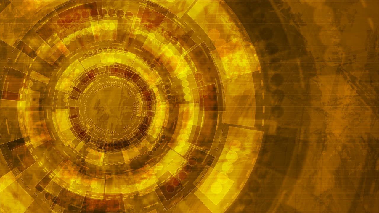 Orange grunge hi-tech and science motion background with HUD gears design