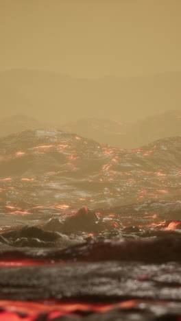 lava flowing across a desolate landscape