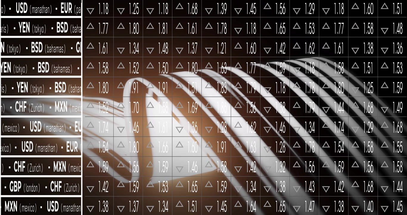 Market data updating revealing white car sliding right grid and ticker updating, headlight pulsing