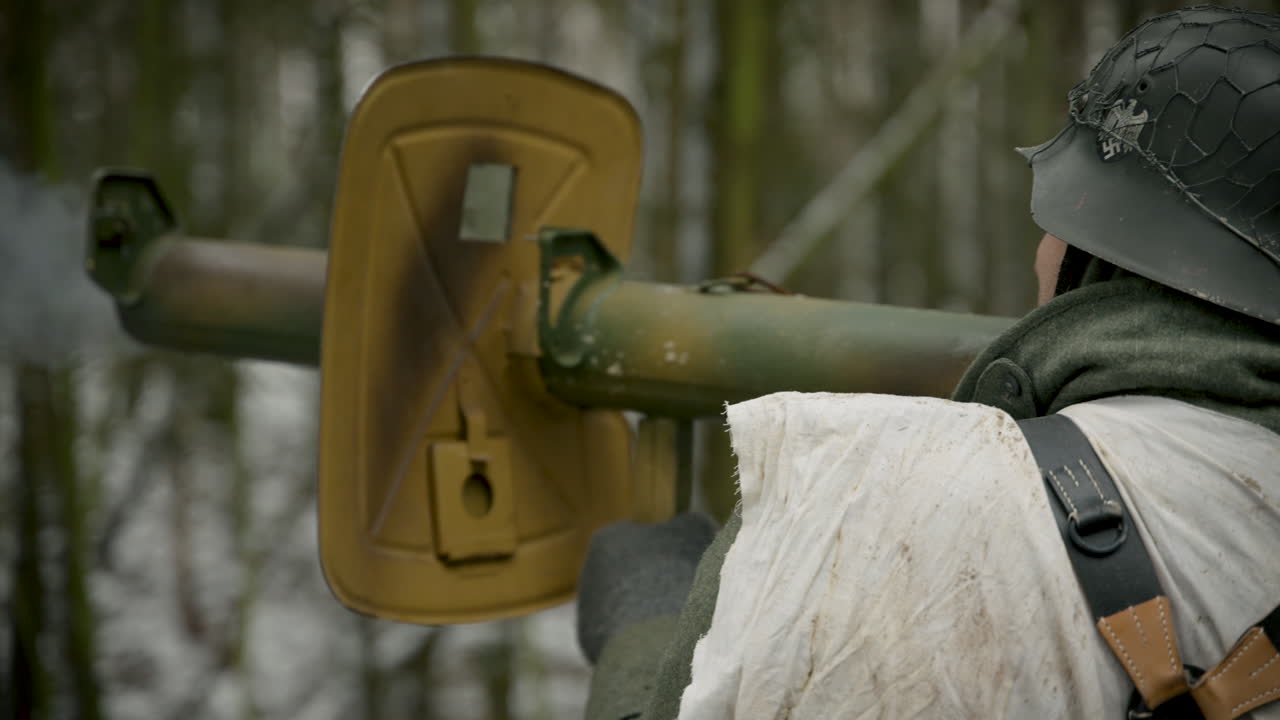 German Soldier with Panzerfaust in Winter Forest
