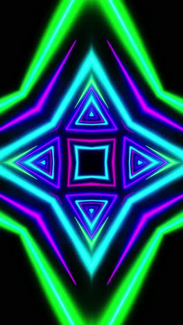 flying through multicolored triangles painted with light. vertical looped kaleidoscope video