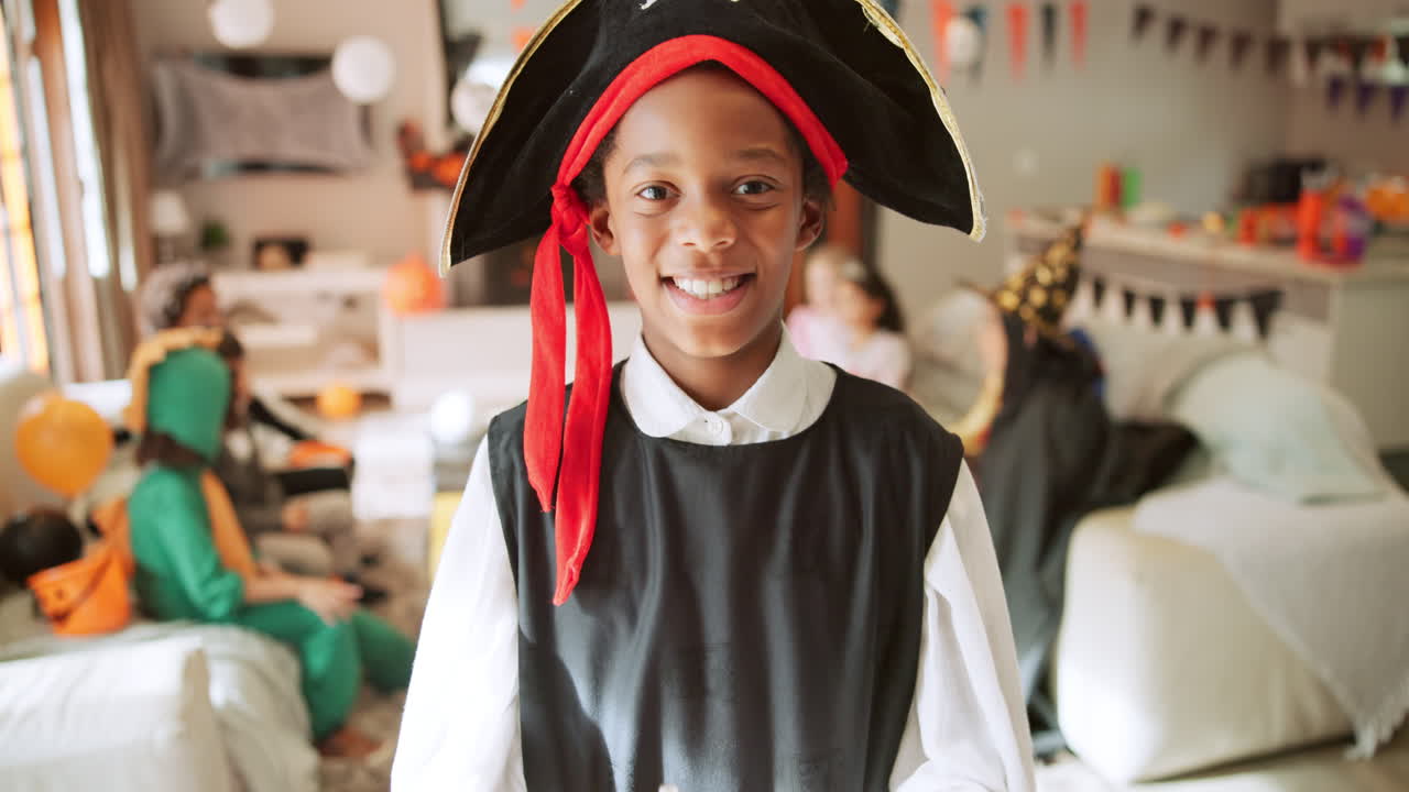 Child in Pirate Costume at Halloween Party