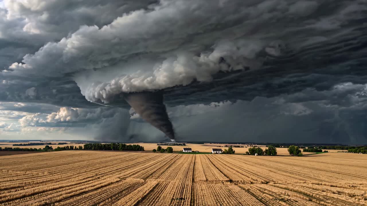 Massive Tornado Over a Field