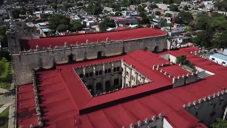 Flight-Over-Ex-Convent-Santa-Maria-Magdalena-In-Cuitzeo,-Michoacan,-Mexico